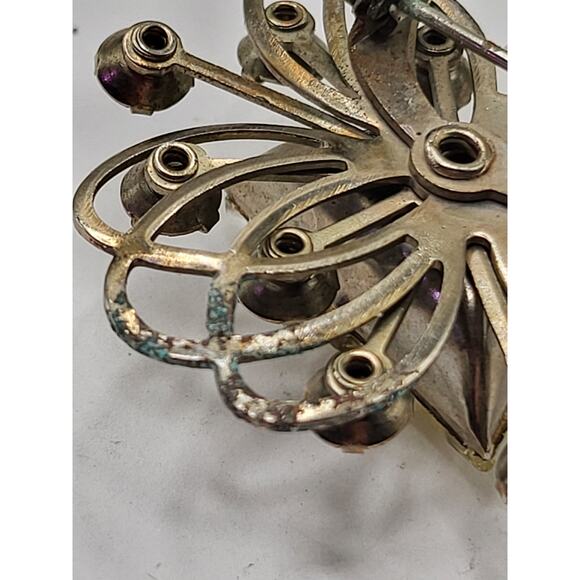 Vintage Yellow Triangle Rhinestone Brooch Mid Century Wearable Jewelry - Picture 7 of 11